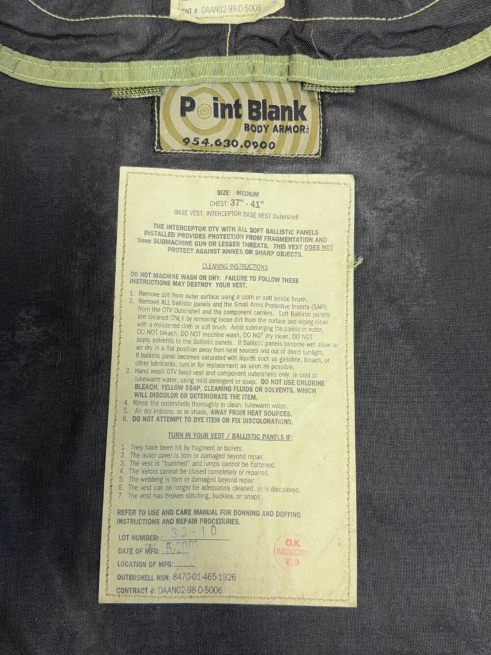 Point Blank Interceptor Base Vest Soft Inserts M81 Woodland Camo Medium Yoke - Picture 8 of 13
